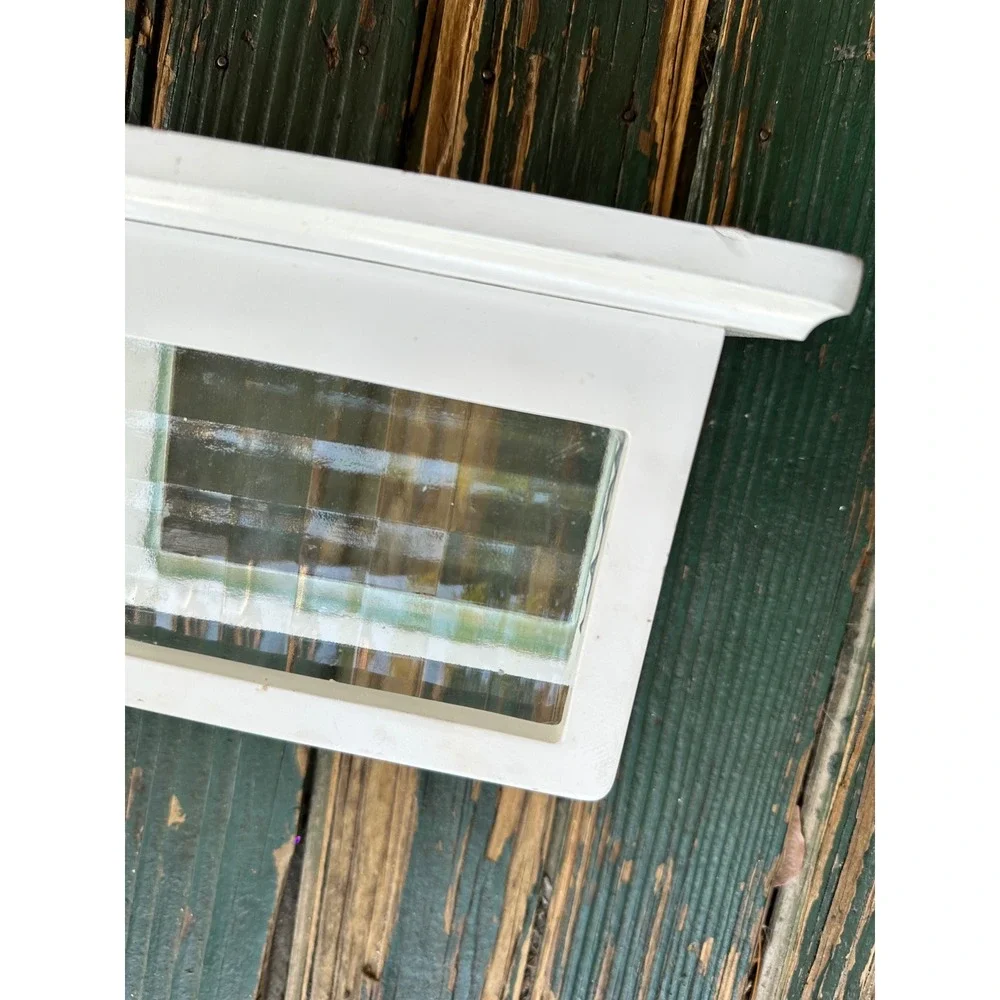 Pomerantz White Wood napkin holder Glass Window Pane Cottagecore Decor 8inch